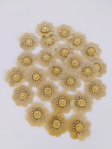 5 Light Brown Floral Applique, Sequins and Rhinestone Appliques, Headband Applique